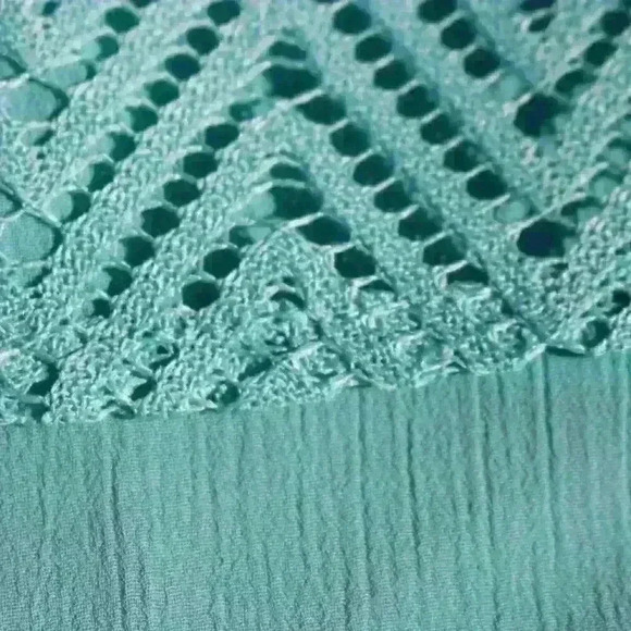 CANDIES 90s Y2K Teal Lace Tiered Cropped Flare Floaty Relaxed Tank Top Women XL - Picture 3 of 11